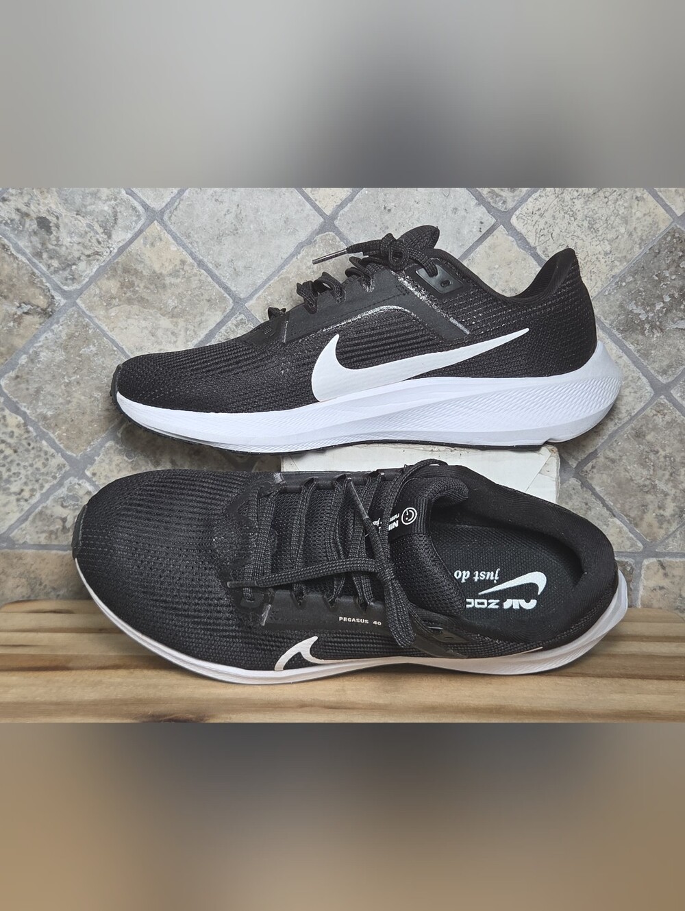 Nike Air Zoom Pegasus 40 Black White Running Sneakers DV3854-001 Women's 11 M